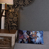 'Minamoto no Yorimasa Vanquishing The Nue' by Yoshikazu, 1852 - Throw Pillow