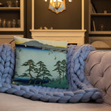 'Oiso: Saigyo's Hermitage at Shigitatsu Marsh' by Hiroshige, 1855 - Throw Pillow