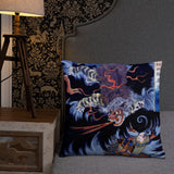 'Minamoto no Yorimasa Vanquishing The Nue' by Yoshikazu, 1852 - Throw Pillow