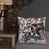 'Yamamoto Kansuke Defeats A Giant Boar' by Kuniyoshi, 1845 - Throw Pillow