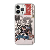 'Yamamoto Kansuke Defeats A Giant Boar' by Kuniyoshi, 1845 - iPhone Case