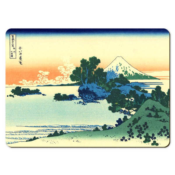 Wooden placemats 6 piece set: Scenes from Hokusai's series 'Thirty-Six Views of Mount Fuji'