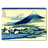 Wooden placemats 6 piece set: Scenes from Hokusai's series 'Thirty-Six Views of Mount Fuji'