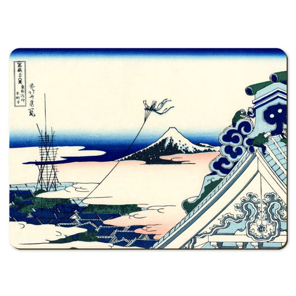 Wooden placemats 8 piece set: Scenes from Hokusai's series 'Thirty-Six Views of Mount Fuji'