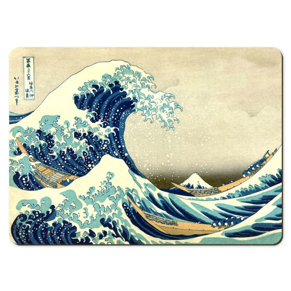 Wooden placemats 12 piece set: Hokusai's 'Thirty-Six Views of Mount Fuji', scenes 1 - 12