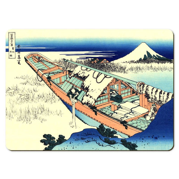 Wooden placemats 12 piece set: Hokusai's 'Thirty-Six Views of Mount Fuji', scenes 13 - 24