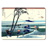 Wooden placemats 12 piece set: Hokusai's 'Thirty-Six Views of Mount Fuji', scenes 13 - 24