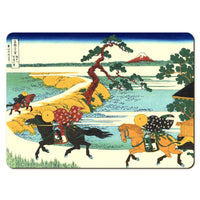 Wooden placemats 12 piece set: Hokusai's 'Thirty-Six Views of Mount Fuji', scenes 25 - 36