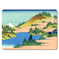 Wooden placemats 12 piece set: Hokusai's 'Thirty-Six Views of Mount Fuji', scenes 25 - 36