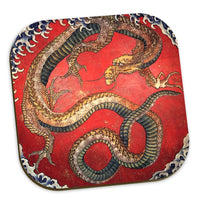 Wooden Coasters 6 Piece Set: 'Dragon', 'Phoenix', 'Gansho-in Phoenix' by Hokusai