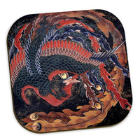 Wooden Coasters 6 Piece Set: 'Dragon', 'Phoenix', 'Gansho-in Phoenix' by Hokusai