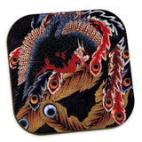 Wooden Coasters 6 Piece Set: 'Dragon', 'Phoenix', 'Gansho-in Phoenix' by Hokusai