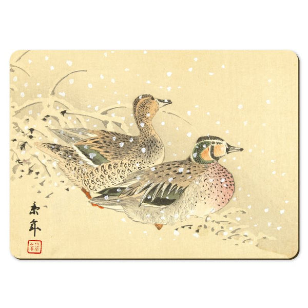Wooden placemats 12 piece set: Scenes from Imao Keinen's Birds and Flowers Albums