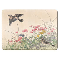 Wooden placemats 12 piece set: Scenes from Imao Keinen's Birds and Flowers Albums