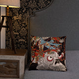 'Samurai Riding A Skull' by Yoshitoshi, 1864 - Throw Pillow