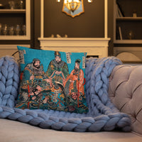 'One Hundred And Eight Heroes of the Shuihuzhuan' (Print 1) by Kuniyoshi, ca. 1830 - Throw Pillow