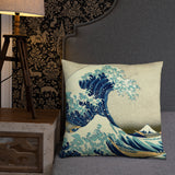 'The Great Wave Off Kanagawa' by Hokusai, ca. 1830 - Throw Pillow