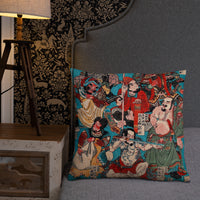 'One Hundred And Eight Heroes of the Shuihuzhuan' (Print 4) by Kuniyoshi, ca. 1830 - Throw Pillow