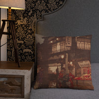 'Kagurazaka Street After A Night Rain' by Yoshida Hiroshi, 1929 - Throw Pillow