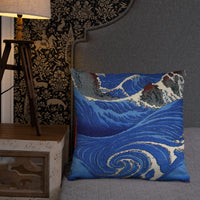 'Awa: Rough Seas At Naruto' by Hiroshige, 1855 - Throw Pillow