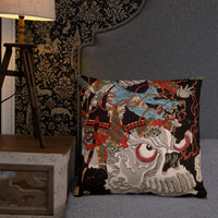 'Samurai Riding A Skull' by Yoshitoshi, 1864 - Throw Pillow