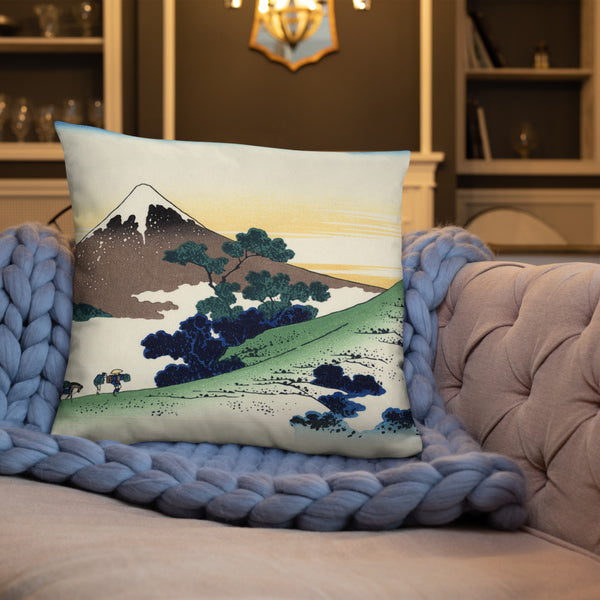 'Inume Pass in Kai Province' by Hokusai, ca. 1830 - Throw Pillow