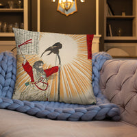 'Emperor Jimmu and the Yata Crow' by Yoshitoshi, 1880 - Throw Pillow