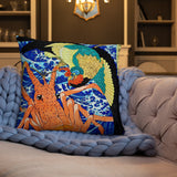 'Phoenix and Lobster' by Kuniyoshi, 1837 - Throw Pillow