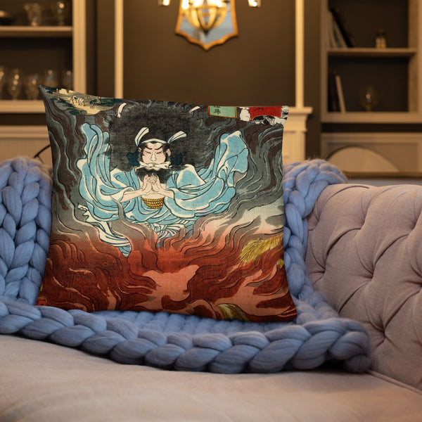 'Warabi: Inuyama Dosetsu' by Kuniyoshi, 1852 - Throw Pillow