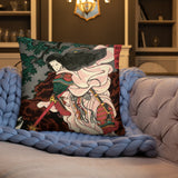 'Princess Kamigashi Attacking An Earth Spider' by Kuniyoshi, 1855 - Throw Pillow