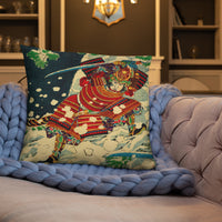 'Snow At Yoshino' by Yoshitoshi, 1867 - Throw Pillow