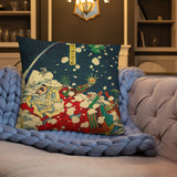 'Snow At Yoshino' (Left Panel) by Yoshitoshi, 1867 Throw Pillow