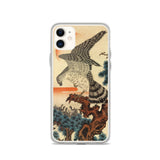 'Hawk And Nestlings In A Pine Tree' (Combined Diptych) by Kuniyoshi, ca. 1840s - iPhone Case