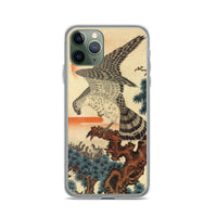 'Hawk And Nestlings In A Pine Tree' (Combined Diptych) by Kuniyoshi, ca. 1840s - iPhone Case