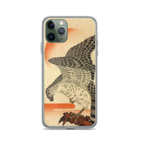 'Hawk And Nestlings In A Pine Tree' (Top Half) by Kuniyoshi, ca. 1840s - iPhone Case