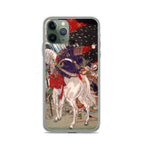 'Sakanoue Tamuramaro in a Rain of Arrows' by Yoshitoshi, 1876 - iPhone Case