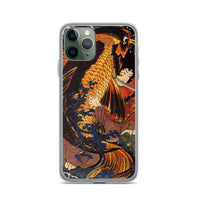 'Saito Oniwakamaru Wrestling A Giant Carp' by Kuniyoshi, ca. 1838 - iPhone Case