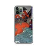 'Taira no Noritsune Duels Minamoto no Yoshitsune' by Yoshitoshi, 1886 - iPhone Case