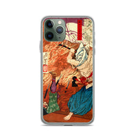 'Oda Nobunaga in Flames at Honno-ji Temple' by Yoshitoshi, 1876 - iPhone Case