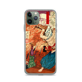 'Oda Nobunaga in Flames at Honno-ji Temple' by Yoshitoshi, 1876 - iPhone Case