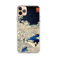 'Drum Bridge and Sunset Hill in Meguro' by Hiroshige, 1856 - iPhone Case