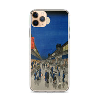 'Night View of Saruwaka Town' by Hiroshige, 1856 - iPhone Case