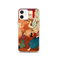 'Oda Nobunaga in Flames at Honno-ji Temple' by Yoshitoshi, 1876 - iPhone Case