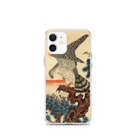 'Hawk And Nestlings In A Pine Tree' (Combined Diptych) by Kuniyoshi, ca. 1840s - iPhone Case