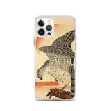 'Hawk And Nestlings In A Pine Tree' (Top Half) by Kuniyoshi, ca. 1840s - iPhone Case