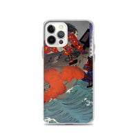 'Taira no Noritsune Duels Minamoto no Yoshitsune' by Yoshitoshi, 1886 - iPhone Case