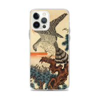 'Hawk And Nestlings In A Pine Tree' (Combined Diptych) by Kuniyoshi, ca. 1840s - iPhone Case