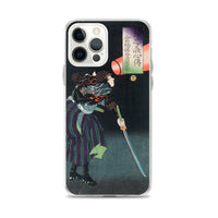 'Kurahashi Densuke Kiyohara no Takeyuki Flashing A Lantern' by Yoshitoshi, 1868 - iPhone Case