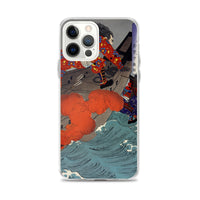 'Taira no Noritsune Duels Minamoto no Yoshitsune' by Yoshitoshi, 1886 - iPhone Case