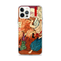 'Oda Nobunaga in Flames at Honno-ji Temple' by Yoshitoshi, 1876 - iPhone Case